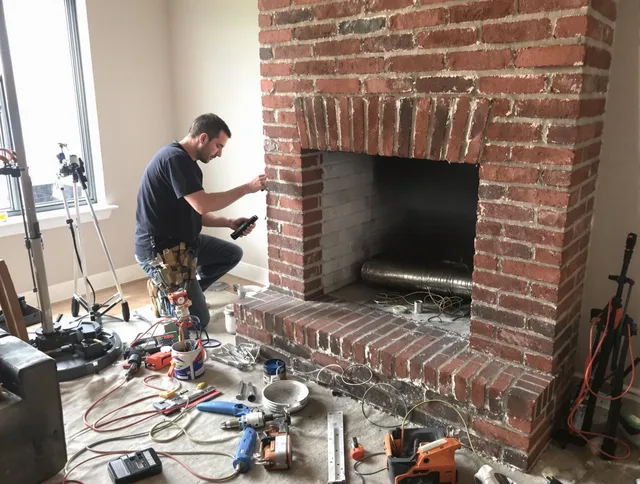 North Ridgeville Chimney Sweep specialist finalizing chimney liner service in North Ridgeville, OH