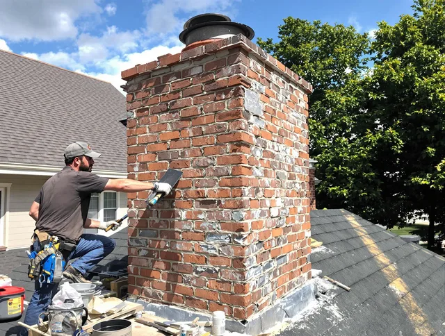 Completed chimney rebuild by North Ridgeville Chimney Sweep in North Ridgeville, OH