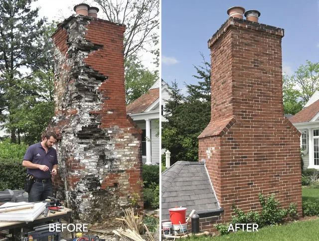 North Ridgeville Chimney Sweep performing a full chimney restoration in North Ridgeville, OH