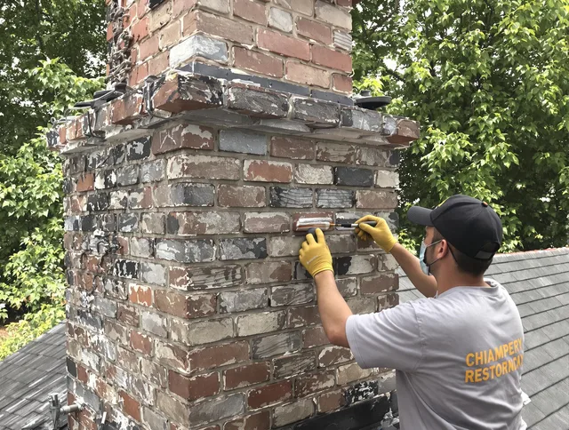 In-progress chimney restoration by North Ridgeville Chimney Sweep in North Ridgeville, OH
