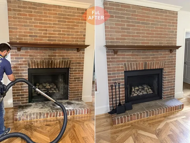 North Ridgeville Chimney Sweep carefully sanitizing a fireplace in North Ridgeville, OH