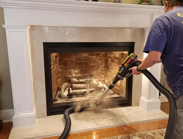 Fireplace cleaning performed by North Ridgeville Chimney Sweep in North Ridgeville, OH